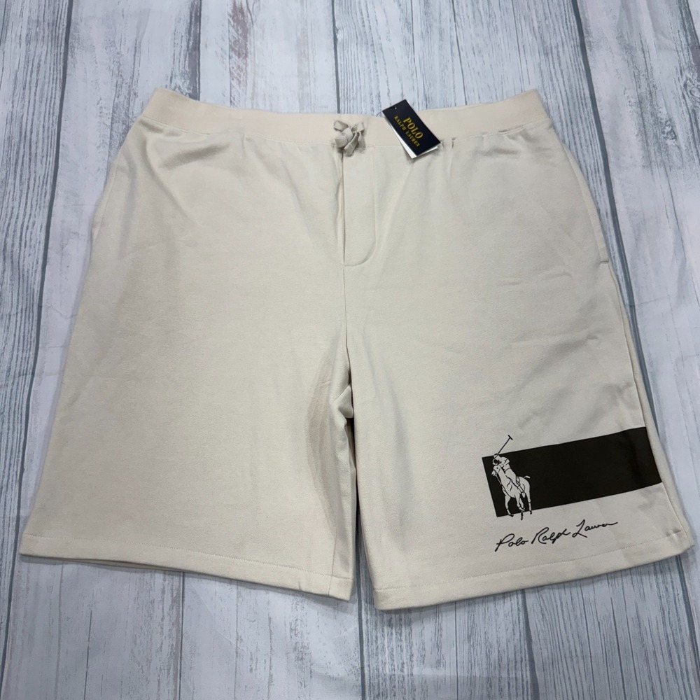 NWT POLO Ralph Lauren 3XLT Tall Sweat Shorts Big Pony Beige Men $110